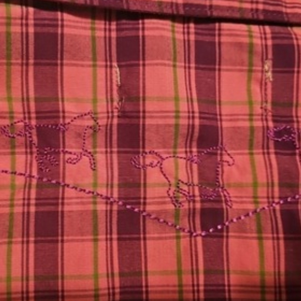 Bit & Bridle Western, Riding, Equestrian Brand. Embroided Horses,3x Plaid Plus‎